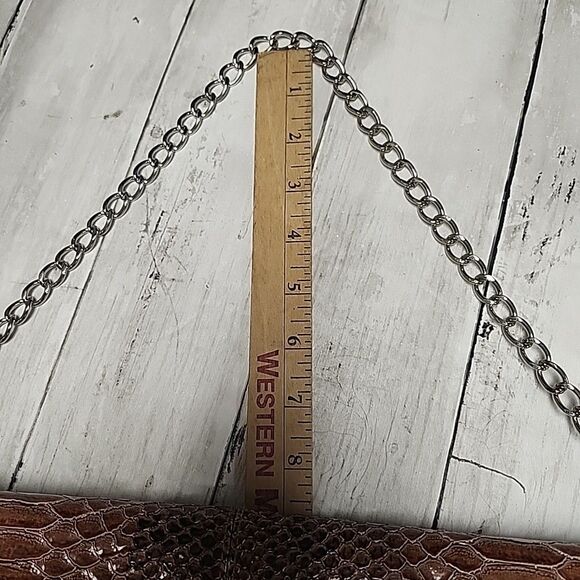 Lulu Townsend Faux Brown Snakeskin Chain Shoulder/Clutch Bag Silver Hardware - Picture 6 of 8